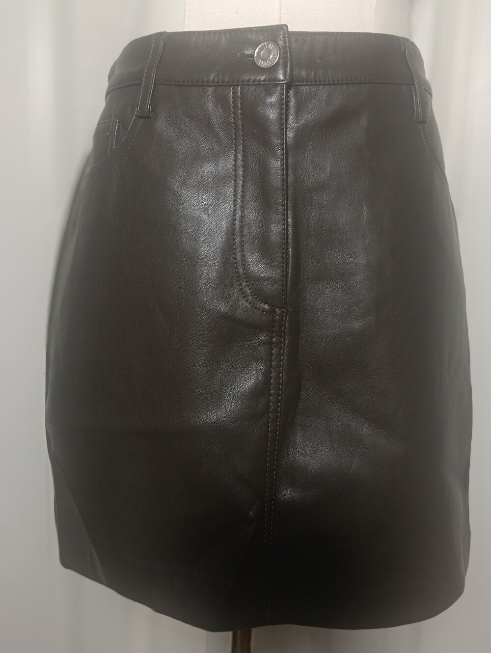 NWT. Truth By Republic Olive Faux Leather Mini Skirt
